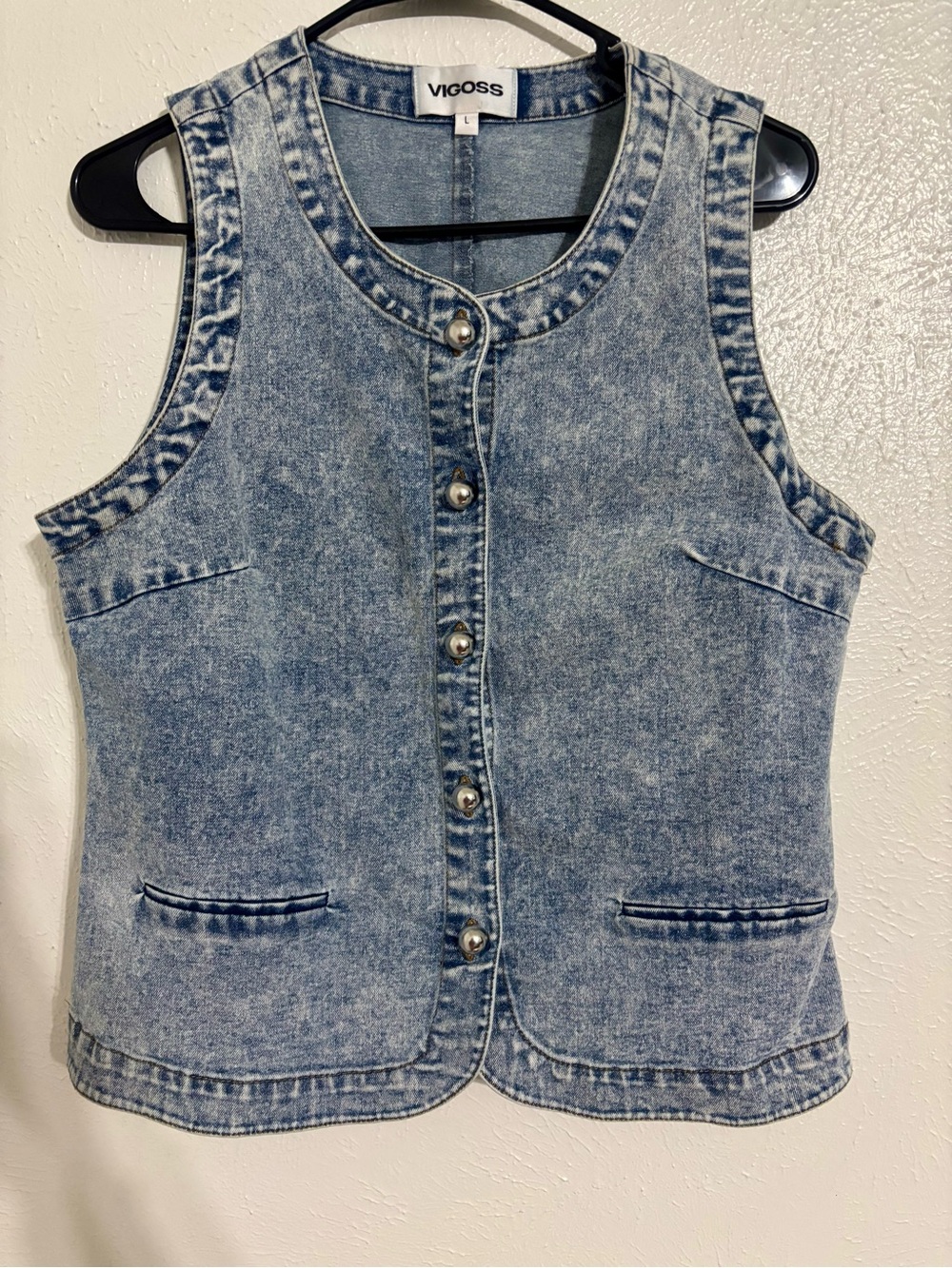 ❤️‍🩹 VIGOSS Acid Wash Denim Vest Blue Large